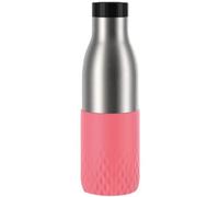 Emsa Bludrop Sleeve Gourde 0,5 L Corail, Durable, Acier Inoxydable 18/10, Hermétique, Manchette Silicone Ergonomique, Facile À Utiliser, Boissons Chaudes Et Froides, Compatible Lave-Vaisselle N3110800