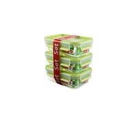 Emsa 515583 Alimentaires Clip & Close, Transparent/Vert, 0,55 Litre, Lot de 3 Boîtes