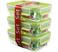 Emsa Boîtes alimentaires Clip & Close 515583 Transparent/Vert 0,55 L Lot de 3 boîtes