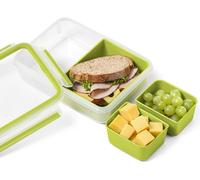 Emsa Boîte à Repas et En-cas avec 2 Inserts Pratiques et Couvercle, Volume : 1 Litre, Transparent/Vert, Clip & Go, 518101