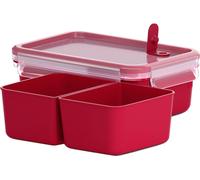 emsa Boîte à micro-ondes CLIP & MICRO 1,2 litre avec inserts transparent / rouge