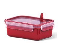 Emsa Clip & Micro Mikrowellendose, Gefrierdose, Dose, Frischhalte Box, Clipbox, Kunststoff, Rot, 1 L, 517774