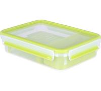 Emsa Boîte à Repas et En-cas avec 2 Inserts Pratiques et Couvercle, Boîte à Brunch, Volume : 1,2 Litres, Transparent/Vert, Clip & Go, 518099
