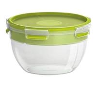 Emsa Boîte à salade CLIP&GO FOOD N1071300, 2,6 L, 2 compartiments, hermétique pour transport, Vert