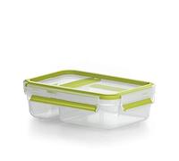Emsa Boîte à Yaourt et Repas avec Bord Charnière Pratique et Couvercle, Boîte à Yaourt, Volume : 0,6 Litre, Transparent/Vert, Clip & Go, 518103