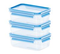 EMSA Boîte Alimentaire Rectangulaire 0.55L TPE Hermétique, Lot de 3, 113x163x164mm, Adaptée Lave-vaisselle/Congélateur/Micro-ondes, Sans BPA, Allemagne