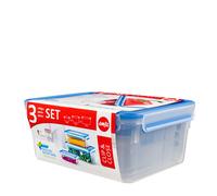 EMSA Boîte Alimentaire Rectangulaire Transparente 508567: Lot de 3 (1L, 2.3L, 3.7L) PP/TPE, Anti-Bactérien, Etanche, Micro-Ondes/Congélateur/Lave-Vaisselle