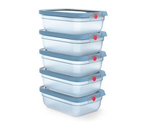 EMSA Boite Hermetique Alimentaire OneClick Set 5 x 1 - 2 L - Bleu | Meal prep pour batch cooking - Système breveté oneClick - Conservation longue durée - Empilable - Compatible lave-vaisselle