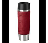 EMSA Bouteille Isotherme 0.5L Inox Double Paroi Soft-Touch Noir/Rouge/Acier Inoxydable - Conservation 6h Chaud/12h Froid - H 242mm, 100% Hermétique
