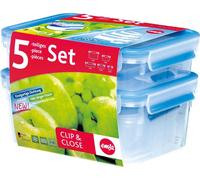 Emsa Clip & Close 5er Set Frischhaltedosen, 0.25 L, 0.55 L, 1 L, 1.20 L, 2.30 L, Brotdose, Frischhaltebox, Box, 512753