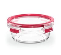 EMSA Clip&Close Boîte alimentaire en verre 0,6 L rouge, Empilable, Four jusqu'à 420°C, Hermétique, Froid jusqu'à -40°C, Compatible lave-vaisselle, Hygiénique, Technologie allemande N1040300