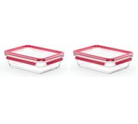 EMSA Clip&Close Boîte alimentaire rectangulaire en verre, 1,1 L, Four jusqu'à 420°C, Froid jusqu'à -40°C, Compatible lave-vaisselle, Empilable, Hermétique, Hygiénique, Garantie 30 ans N1040900