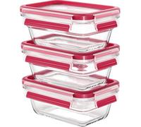 Emsa Clip & Close Boîte fraîcheur 0.45 l, 0.45 l, 0.45 l jeu de 3 Verre avec couvercle, passe au lave-vaissellle, avec fermeture à clic, étanche transparent,