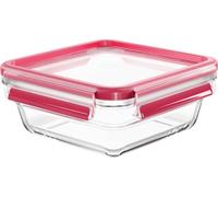Emsa Clip & Close Boîte fraîcheur 0.8 l Verre avec couvercle, étanche, sans BPA transparent, rouge 600747