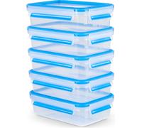 EMSA Clip & Close Boîte fraîcheur 0,8l, transparent/bleu, 5 pièces (1 set)