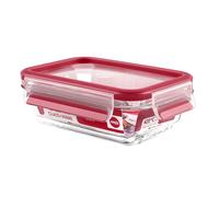EMSA Clip & Close Boîte fraîcheur, rectangulaire, borosilicate, 500 ml, rouge/transparent
