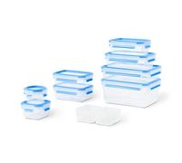 Emsa Clip & Close N10317 Lot de 9 boîtes de conservation - Tailles : 0,15/0,2/2 x 0,55/0,55 ins/0,8/1,2/2,2 l - 100% étanche et hygiénique - Joint fraîcheur - Sans BPA - Norme Baby Care Norm -