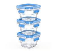 EMSA CLIP&CLOSE VERRE lot 3 boîtes rectangulaire 0.18L rouge