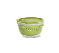EMSA Clip&Go Bol + Panier 1,1 L, Boîte de Conservation Fruits et légumes, Plastique, Vert, 1,1L
