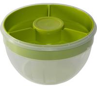 Emsa CLIP & GO Salatbox Rund mit Einsatz und Dressingbox, Lunchbox, Kunstoff, Transparent/Hellgrün, 2.6 L, N1071300