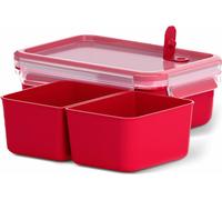 Emsa Clip & Micro Mikrowellendose, Gefrierdose, Dose, Frischhalte Box, Clipbox, Kunststoff, Rot, 1 L, 517774