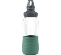 Emsa Drink2Go N31011 Gourde en verre 0,5 l avec bouchon à vis, 100% étanche, hygiénique, pur et manchon en silicone, vert pétrole
