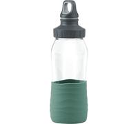 Emsa Drink2Go N31011 Gourde en verre 0,5 l avec bouchon à vis, 100% étanche, hygiénique, pur et manchon en silicone, vert pétrole