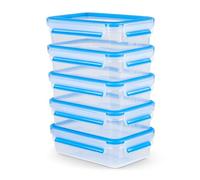 EMSA Emsa Clip and Close Lot de 5 boîtes rectangulaires de conservation plastique 0.8 L, Plastique, Bleu