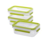 Emsa 515583 Alimentaires Clip & Close, Transparent/Vert, 0,55 Litre, Lot de 3 Boîtes