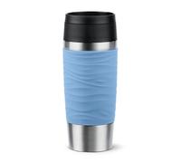 Emsa Gobelet isotherme Travel Mug Wave N20213 – 0,36 l inox, chaud 4h/froid 8h, 100% étanche, bleu