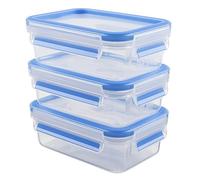 EMSA Lot 3 boîtes rectangulaires 0.55 L bleu, Transparent/Bleu, 3 x 0,55 Liter