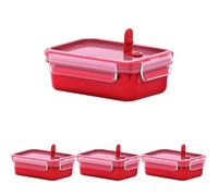 EMSA Microwave Can Clip & Micro 517771 | Valve à micro-ondes | 0,55 L | Boîte à lunch | Mesure intégrée | Fabriqué en Allemagne | Rouge/transparent (Lot de 4)