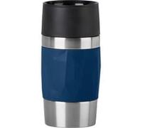 Emsa Travel Mug Compact Tasse Mug isotherme bleu foncé 0,3 L Isolation double paroi boissons chaudes café 3h fraîches 6h Acier inoxydable revêtement silicone N2160800