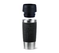 Emsa N20202 Travel Mug Classic Gobelet isotherme 0,36 l | Bouchon à vis confortable | Acier inoxydable | 4 h chaud et froid 8 h | 100% étanche | Passe au lave-vaisselle | Ouverture à 360° | Noir