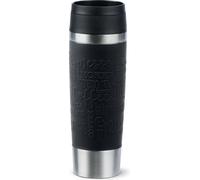 Emsa N20220 Travel Mug Classic Gobelet isotherme 0,5 l | Bouchon à vis confortable | Acier inoxydable | 6 h chaud et froid 12 h | 100% étanche | Passe au lave-vaisselle | Ouverture à 360° | Noir