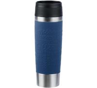 Emsa N20221 Travel Mug Classic Gobelet isotherme, 0,5 l, avec bouchon à vis confort, en acier inoxydable, chaud 6h et froid pendant 12 h, 100% étanche, passe au lave-vaisselle, ouverture à 360°, bleu
