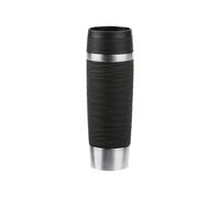 Emsa N20225 Mug de voyage isotherme Wave 0,5 l | Bouchon à vis confortable | Acier inoxydable | 6 h chaud et frais 12 h | 100% étanche | Passe au lave-vaisselle | Ouverture à 360° | Noir