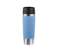 Emsa N20226 Travel Mug Wave Gobelet isotherme 0,5 l | Bouchon à vis confortable | Acier inoxydable | 6 h chaud et frais 12 h | 100% étanche | Passe au lave-vaisselle | Ouverture à 360° | Bleu pastel