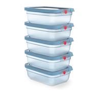 EMSA oneClick, Boîte Alimentaire, Système One-Click, Aliments 2x Plus Longtemps Frais, 100% Étanche, Fabriqué en Allemagne, Bleu, Set Meal Prep 5 Pièces 5 x 1,20 L / 40,6 fl oz, N1231200
