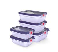 Emsa oneClick, Boîtes de conservation, Fermeture en un clic, Aliments frais 2 fois plus longtemps, 100% étanches, 5 PIÈCES 2x0,5 L2x1,2 L1x2,3 LN1231100, Violet
