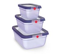 Emsa oneClick, Lot de 3 boîtes de conservation, Fermeture en un clic, Préservation de la fraîcheur 2 fois plus longtemps, 100% hermétiques, N1231900, Violet