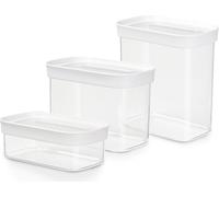EMSA Optima Vorratsdosen Set, 3-tlg., Aufbewahrungsdosen, Vorratsode, Frischhaltedose, Kunststoff, Transparent / Weiß, N11427