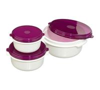 EMSA Pot à micro-ondes 'Micro Family', 0,5 / 1 / 1,5 litre, mûre/blanc, 3 pièces (1 set)