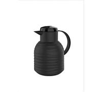 Emsa Samba Wave Verseuse isotherme en plastique Quick-Press | Fiole isolante en verre | Cafetière : 12 h chaud/24 h froid | 100 % étanche | Noir profond | 1,0 l