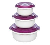 EMSA Set de 3 Contenants Ronds 508455 Polypropylène (PP) Mûre/Blanc Compatible Lave-Vaisselle/Congélateur/Micro-Ondes