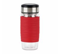 Emsa Tea Mug, Verre à thé avec passoire, verre double paroi, silicone, rouge,...
