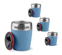 Emsa Travel Cup Mug isotherme en acier inoxydable Bleu aqua 200 ml | Avec gravure, personnalisé, café et thé à emporter, anti-fuite, avec nom ou logo et bouchon à vis