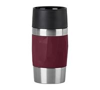 Emsa Travel Mug Compact Tasse Mug isotherme bordeaux 0,3 L Isolation double paroi boissons chaudes café 3h fraîches 6h Acier inoxydable revêtement silicone N2160900