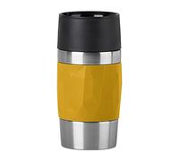 Emsa Travel Mug Compact Tasse Mug isotherme jaune 0,3 L Isolation double paroi boissons chaudes café 3h fraîches 6h Acier inoxydable revêtement silicone N2161000