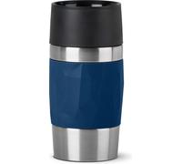 Emsa Travel Mug Compact Tasse Mug isotherme bleu foncé 0,3 L Isolation double paroi boissons chaudes café 3h fraîches 6h Acier inoxydable revêtement silicone N2160800
